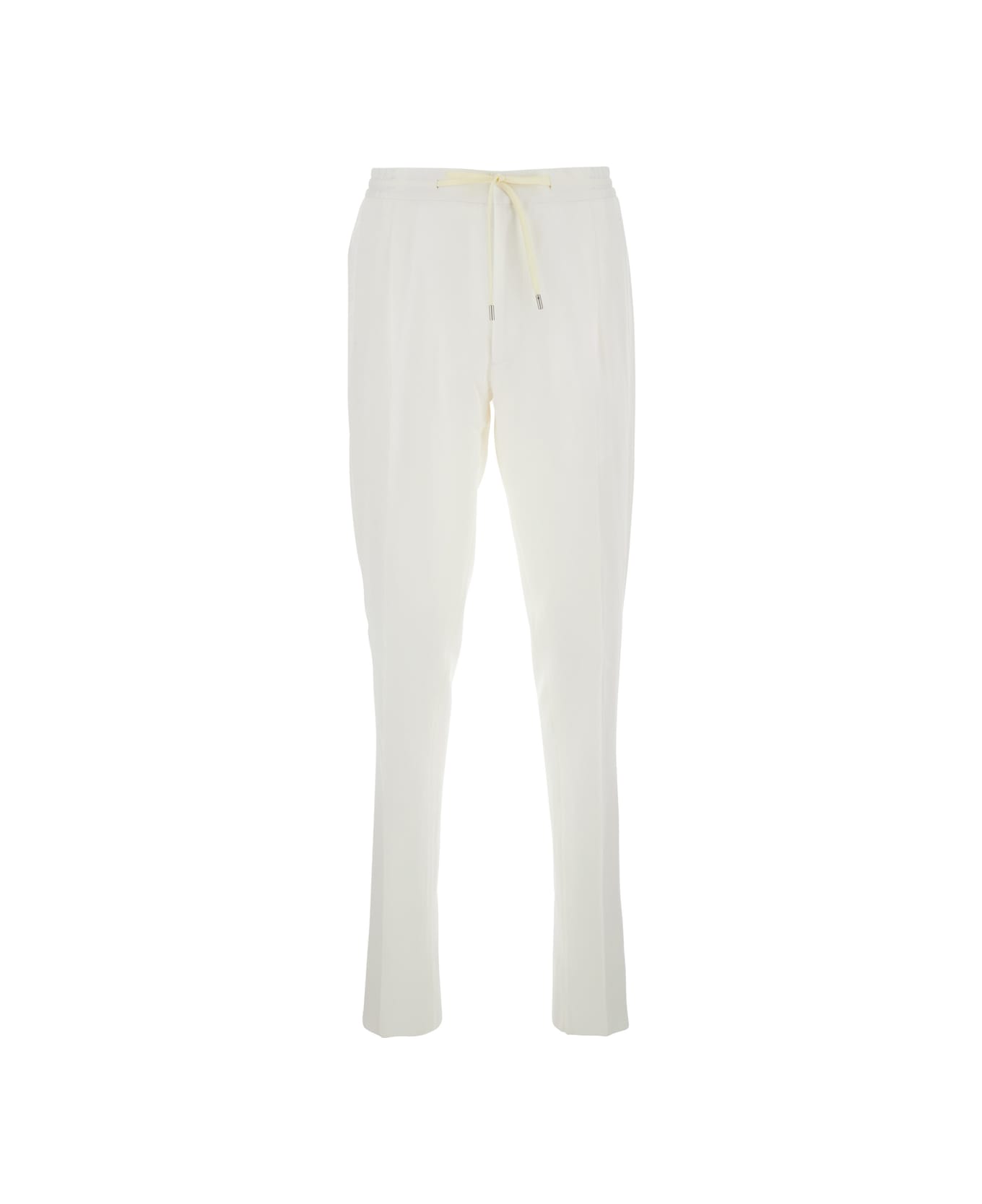 Lardini White Pants With Elastic Waist And Drawstring In Cotton Man - White