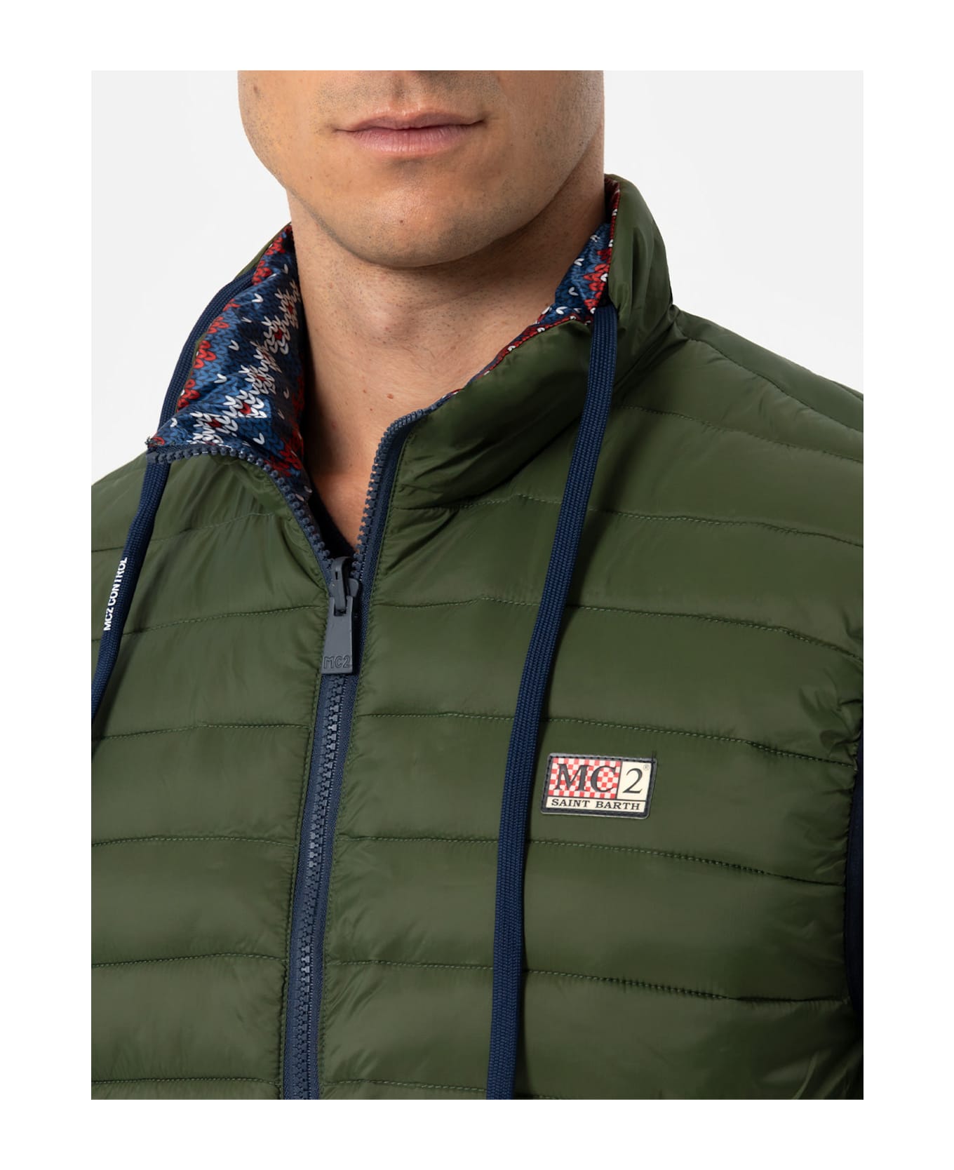 MC2 Saint Barth Man Military Green Padded Vest Aspen