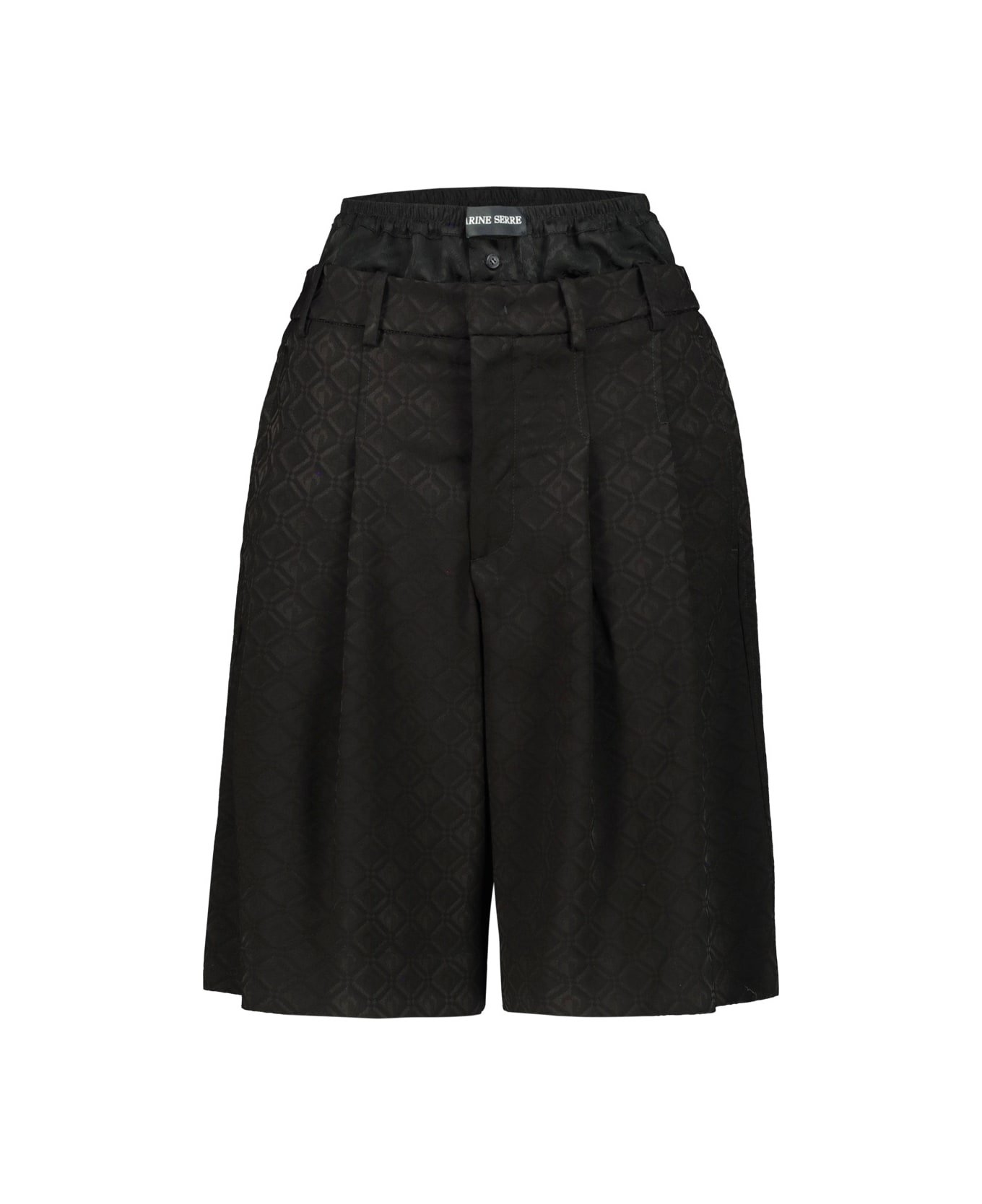 Marine Serre Moon Diamond Jacquard Tailorin Shorts - Black