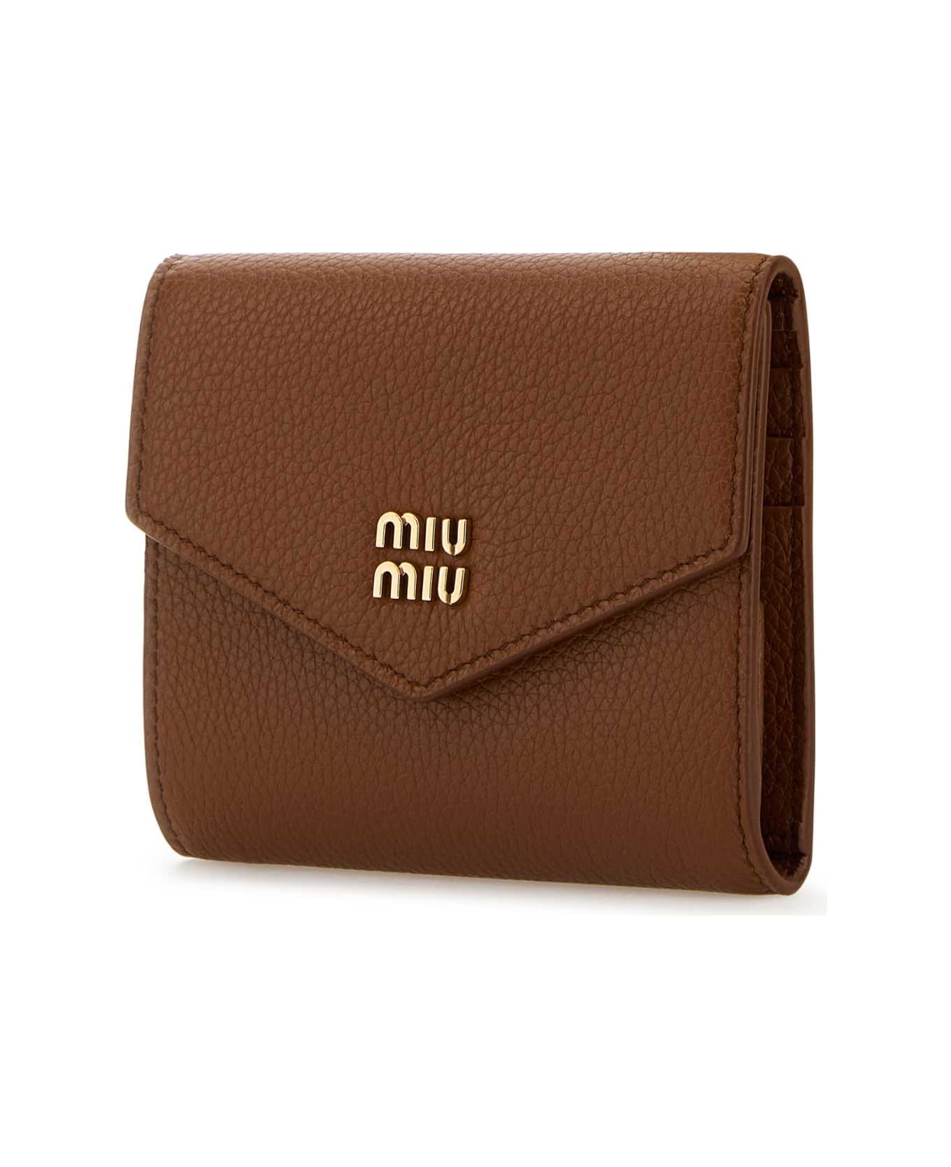Miu Miu Caramel Leather Wallet - COGNAC