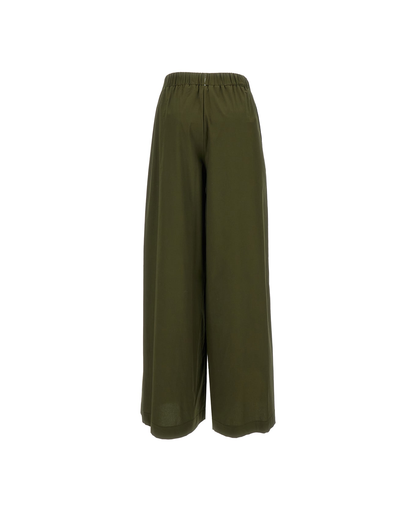 Federica Tosi Green Elastic High-waisted Pants In Stretch Cotton Woman - Green ボトムス