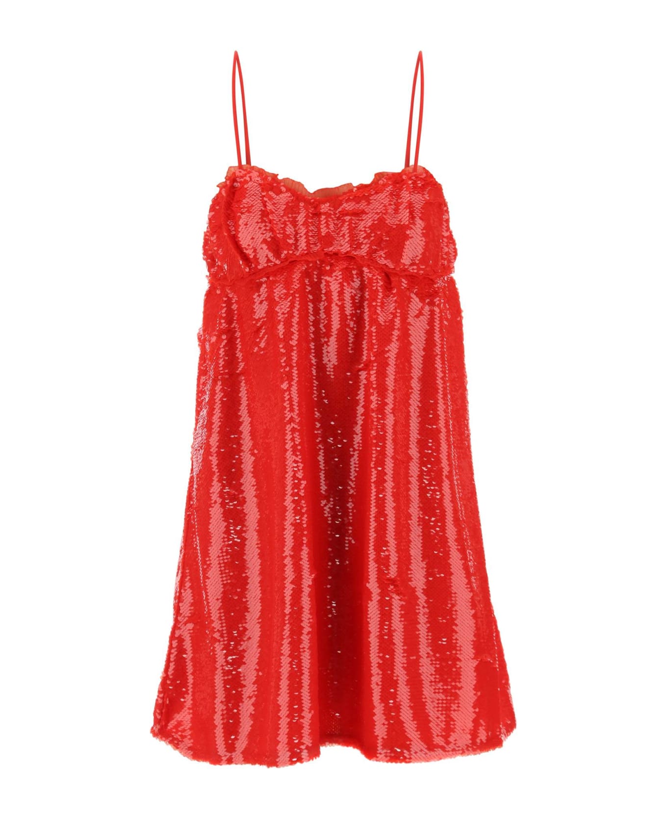 Ganni Sequins Mini Dress - FIERY RED (Red)