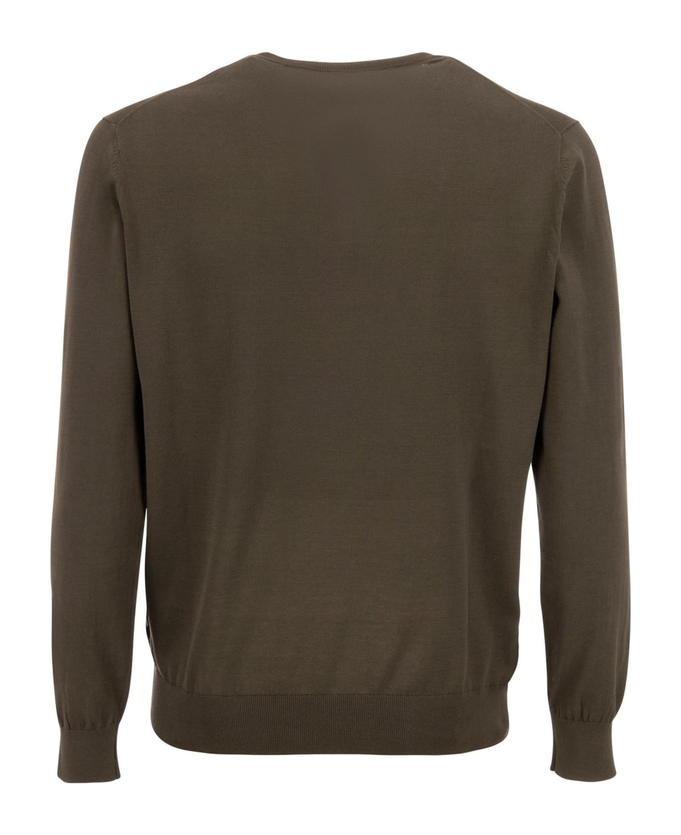 Kangra Brown Cotton Ribbed Sweater - Brown
