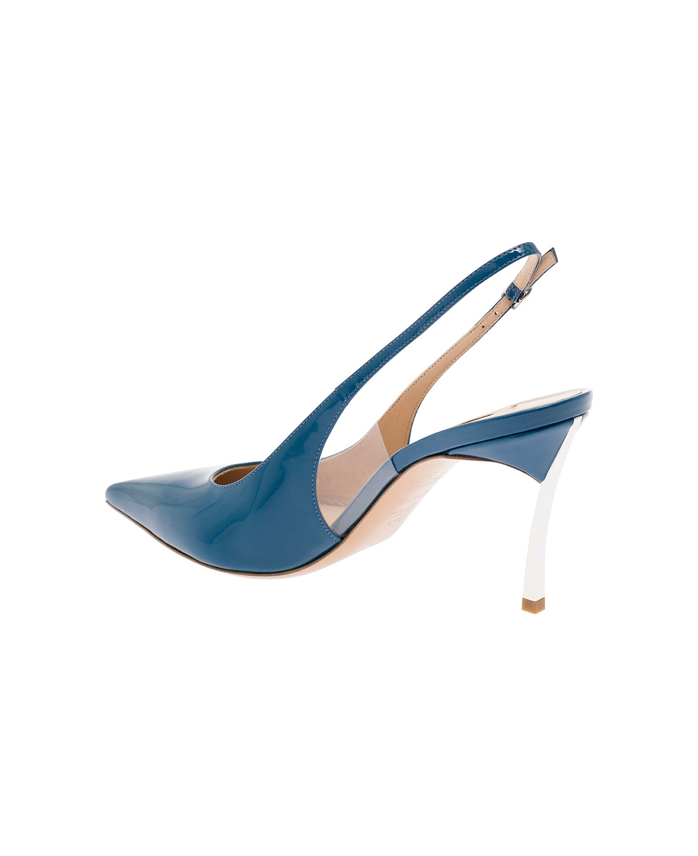 Casadei Light Blue Slingback Pumps With Blade Heel In Patent Leather Woman - Blu ハイヒール