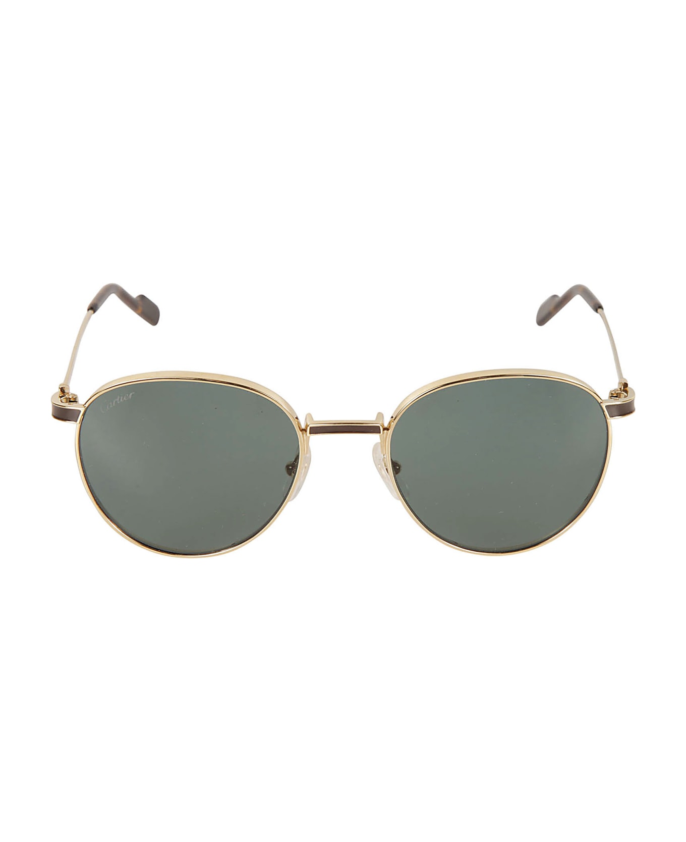 Cartier Eyewear Logo Round Sunglasses - 002 gold gold green