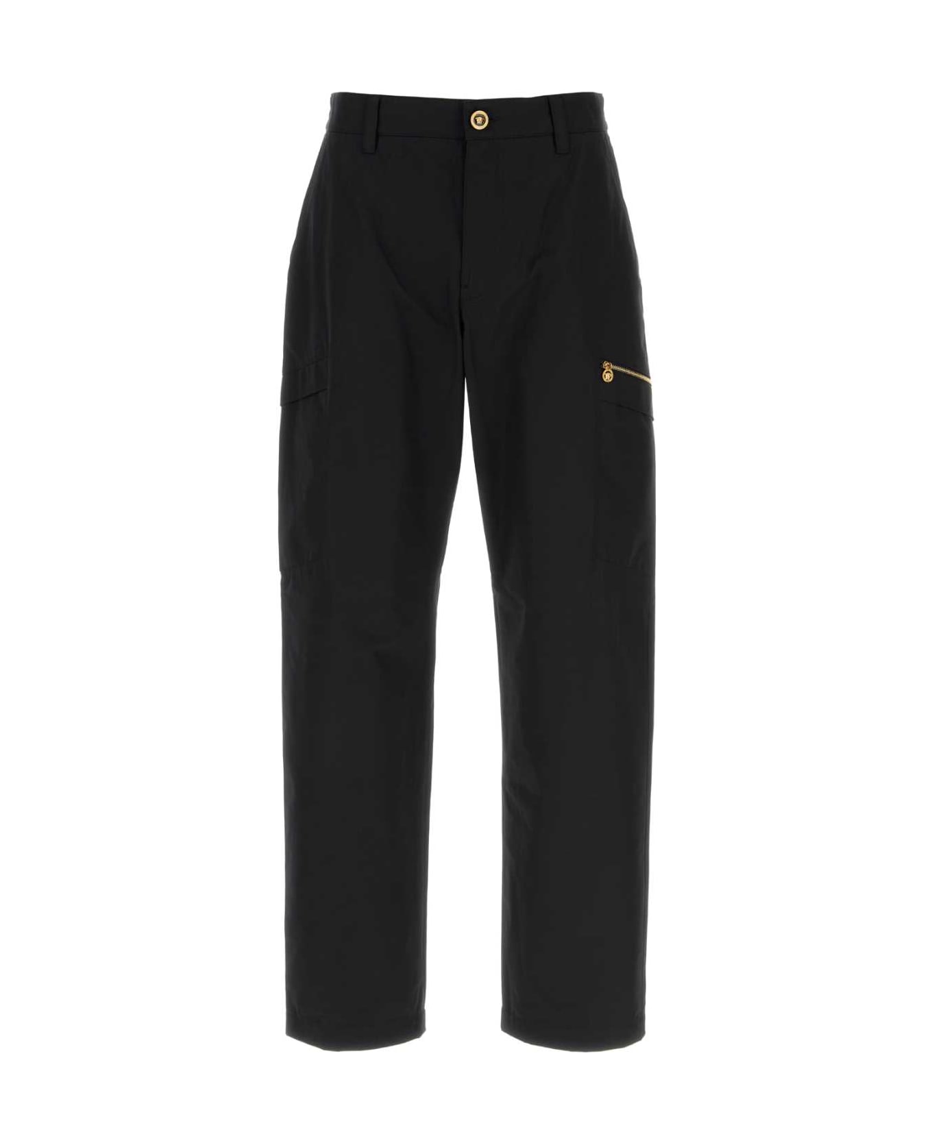 Versace Black Cotton Pant - BLACK