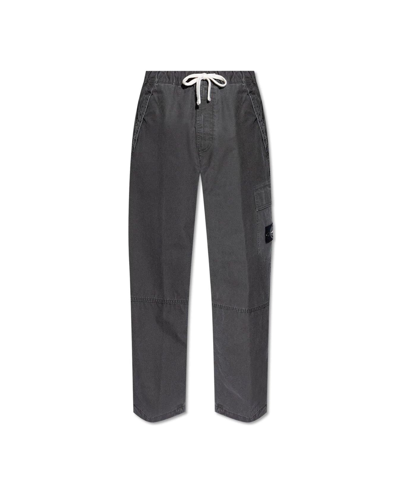 Stone Island Logo Patch Drawstring Pants - GREY