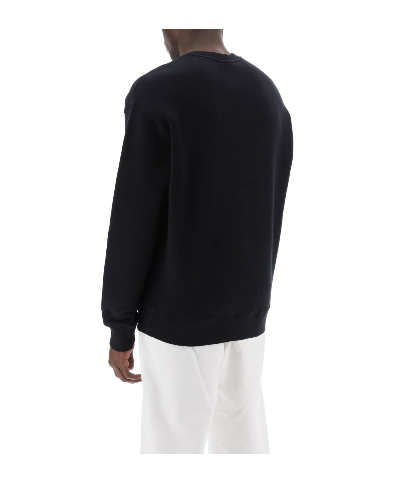 Maison Kitsuné Crewneck Sweatshirt With Logo Lettering - BLACK WHITE (Black)