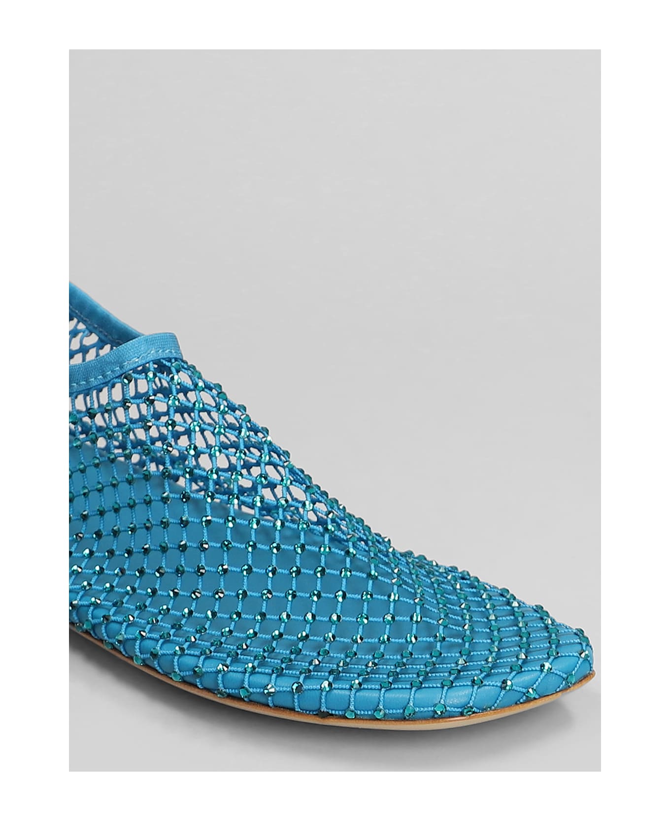 Christopher Esber Minette Flat Ballet Flats In Cyan Nylon And Leather - cyan
