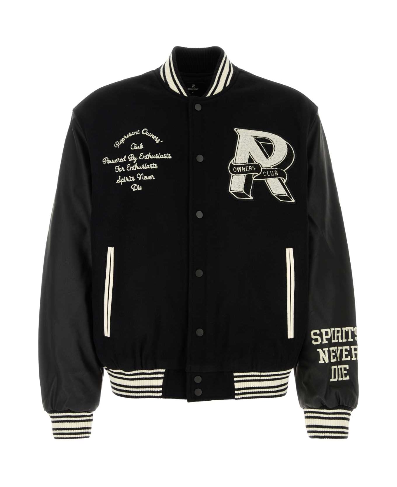 REPRESENT Black Felt Represent Owners Club Bomber Jacket - BLACK