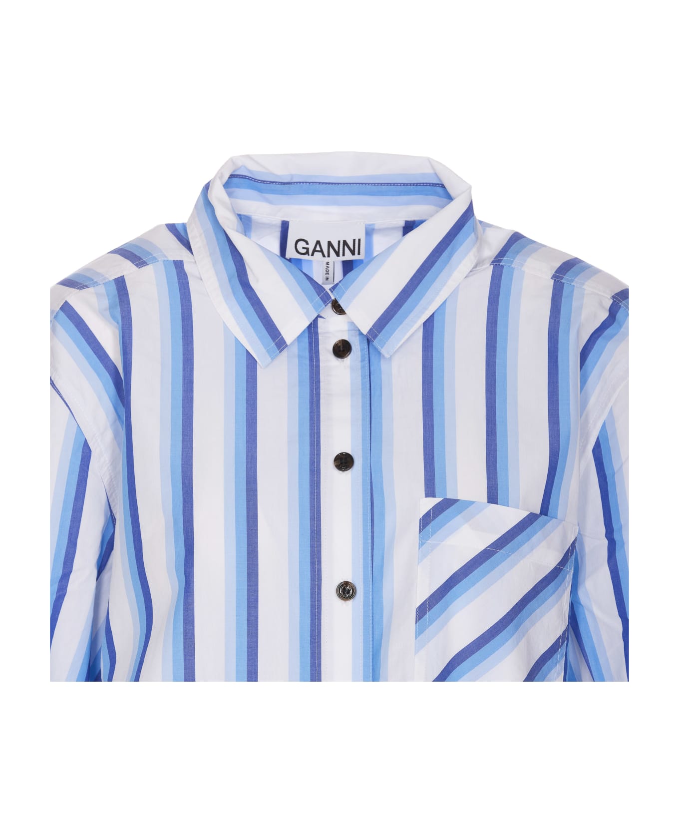 Ganni Striped Shirt - Silver Lake Blue