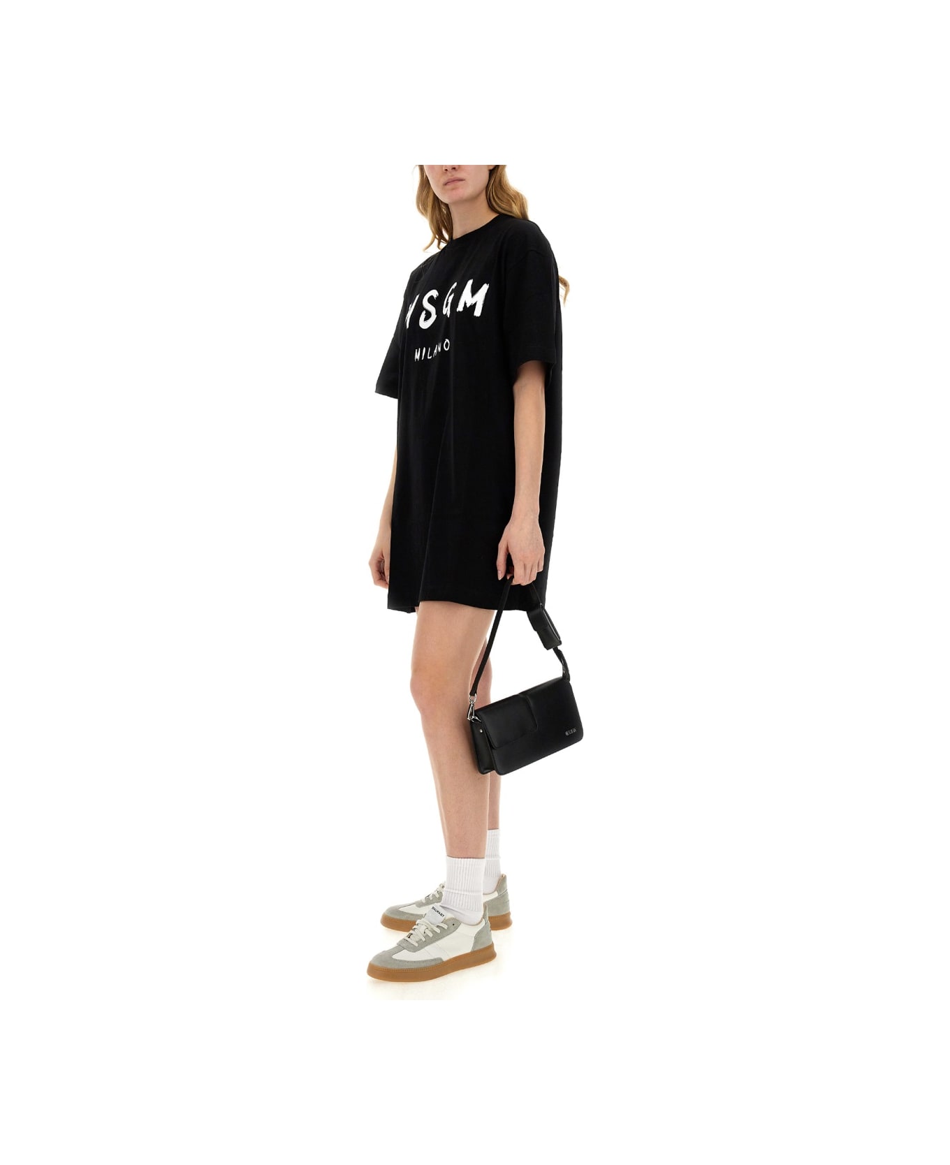 MSGM Brushed Logo Dress - BLACK ワンピース＆ドレス