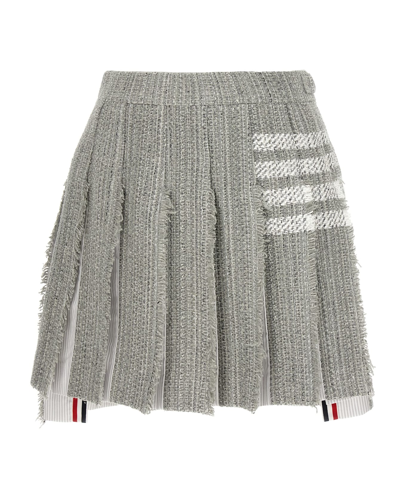 Thom Browne Pleated Tweed Skirt - Gray