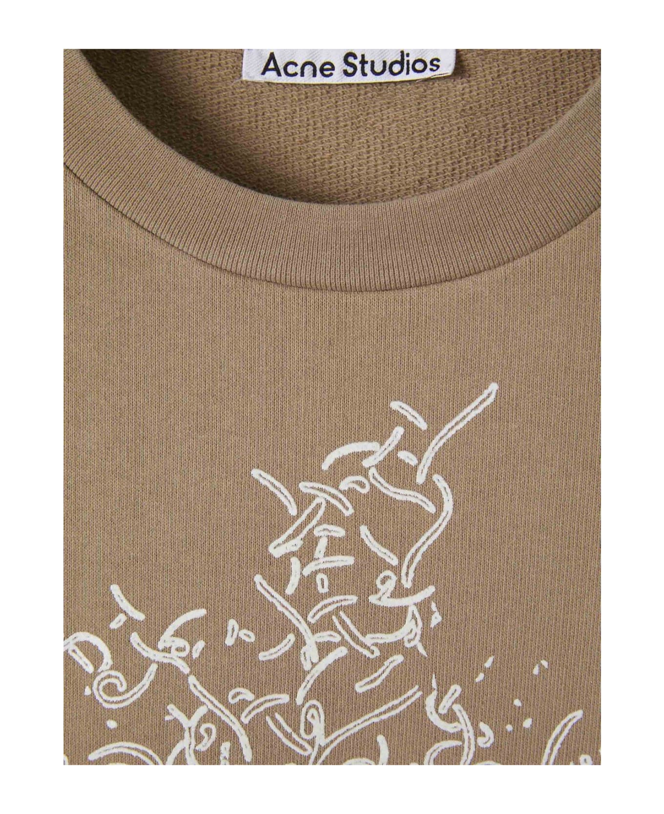 Acne Studios Logo Printed Crewneck Sweatshirt - Beige