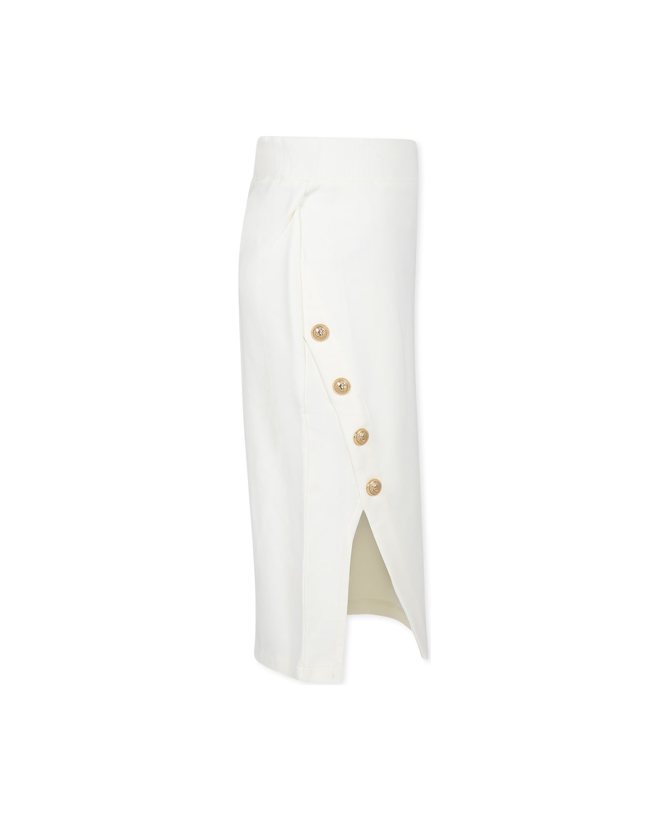 Balmain Ivory Skirt For Girl With Logo - Ivory