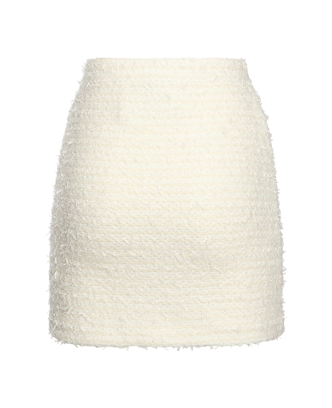 self-portrait Bouclé Knit Mini Skirt - White
