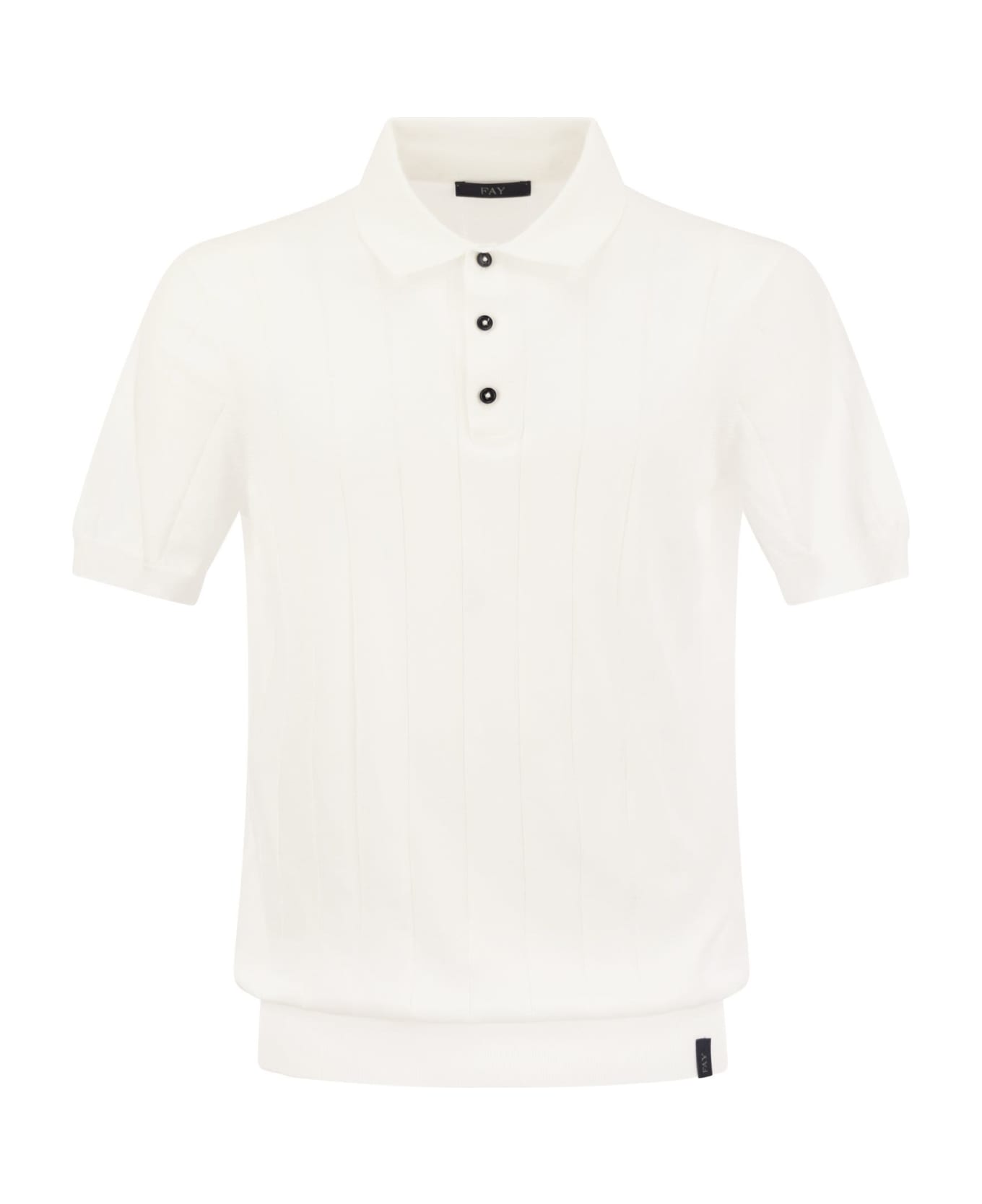 Fay Knitted Polo Shirt - White