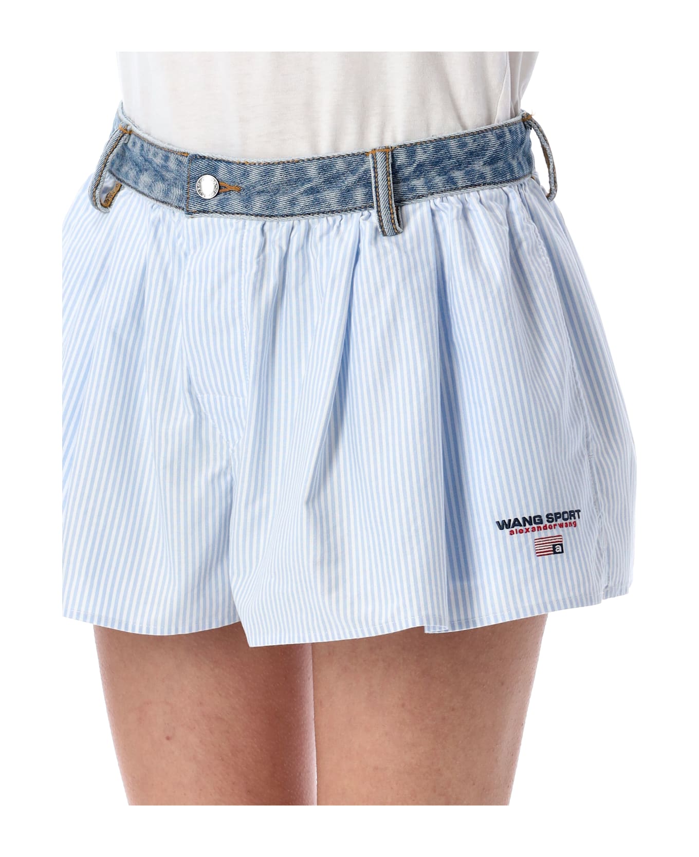T by Alexander Wang Straiped Shorts - OXFORD BLUE + WHITE STRIPES