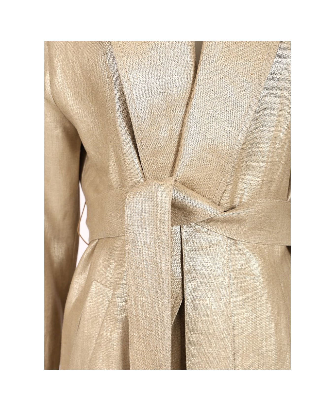 Herno "chic" Coated Linen Trench Coat - Beige