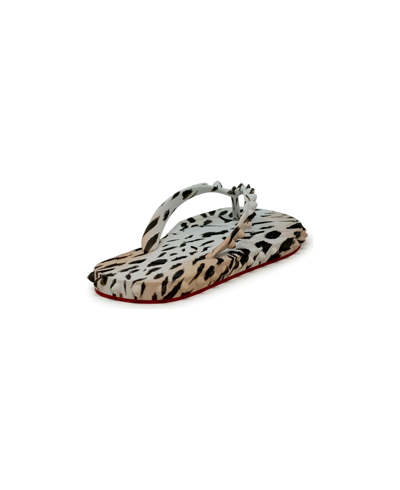 Christian Louboutin Vintage Rose Rubber Super Loubi Flat Flip Thongs - PINK