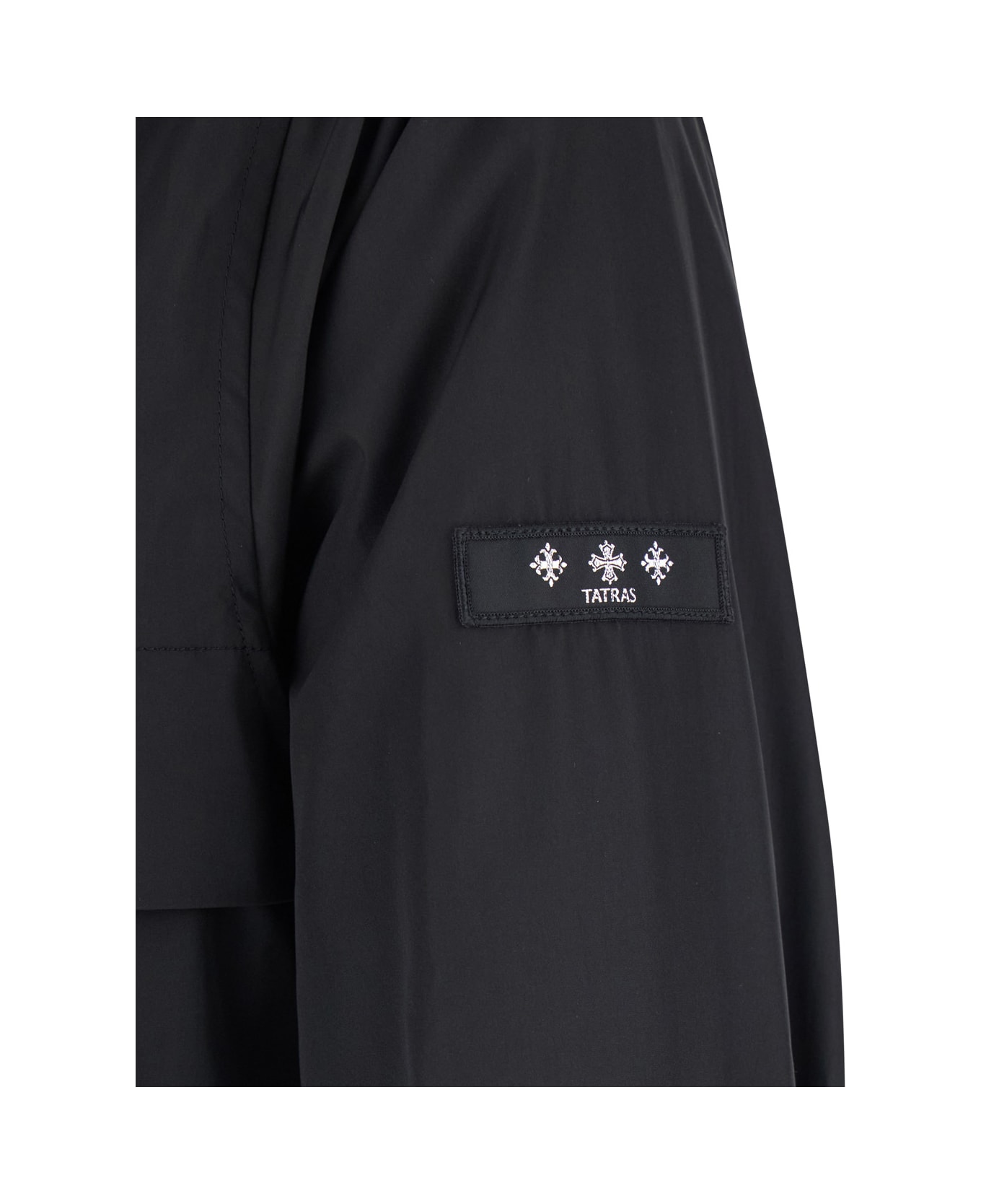 TATRAS Black Jacket With Drawstring Hood And Logo Patch On The Sleeve In Tech Fabric Man - Black