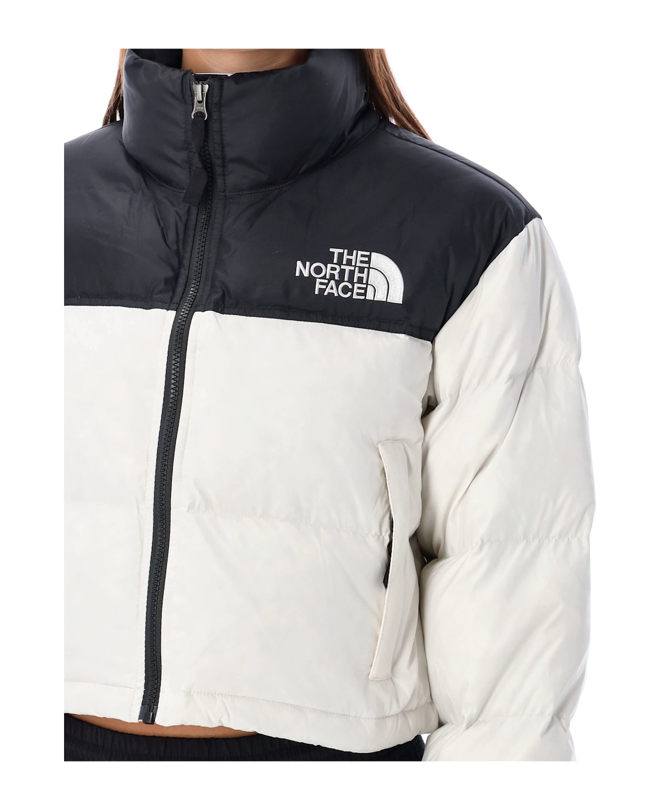 The North Face Nuptse Short Jacket - WHITE DUNE/TNF BLACK