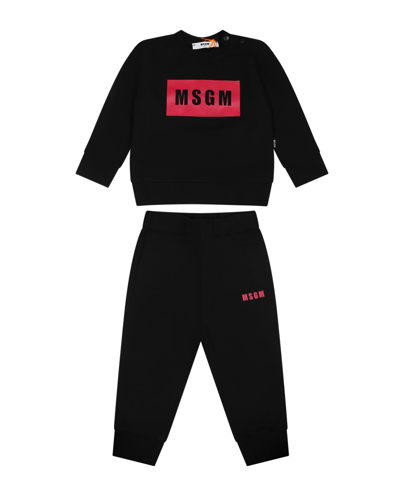 MSGM Black Suit For Baby Girl With Logo - Black ボトムス