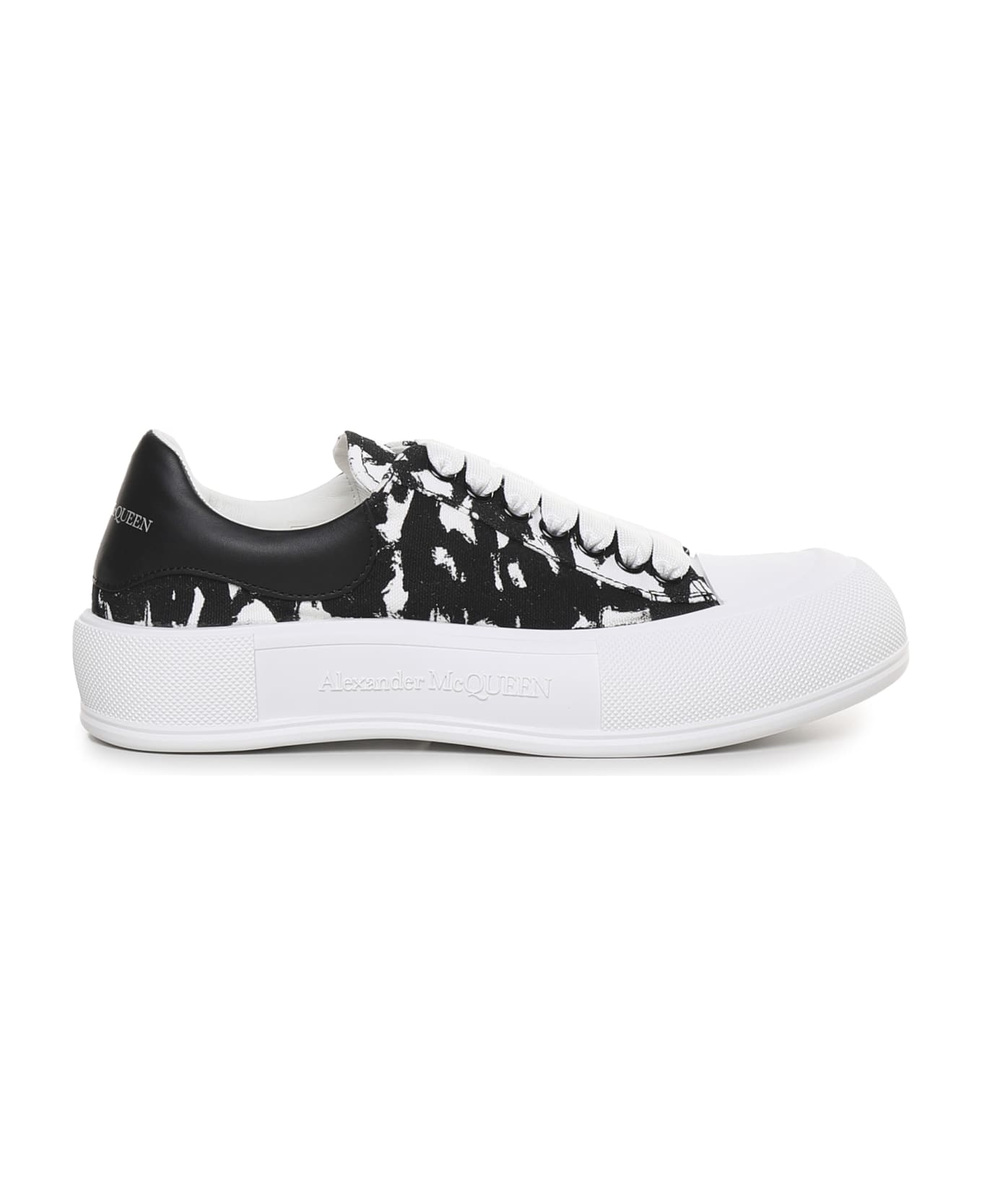 Alexander McQueen Sneakers Deck Plimsoll In Calfskin - White, black スニーカー