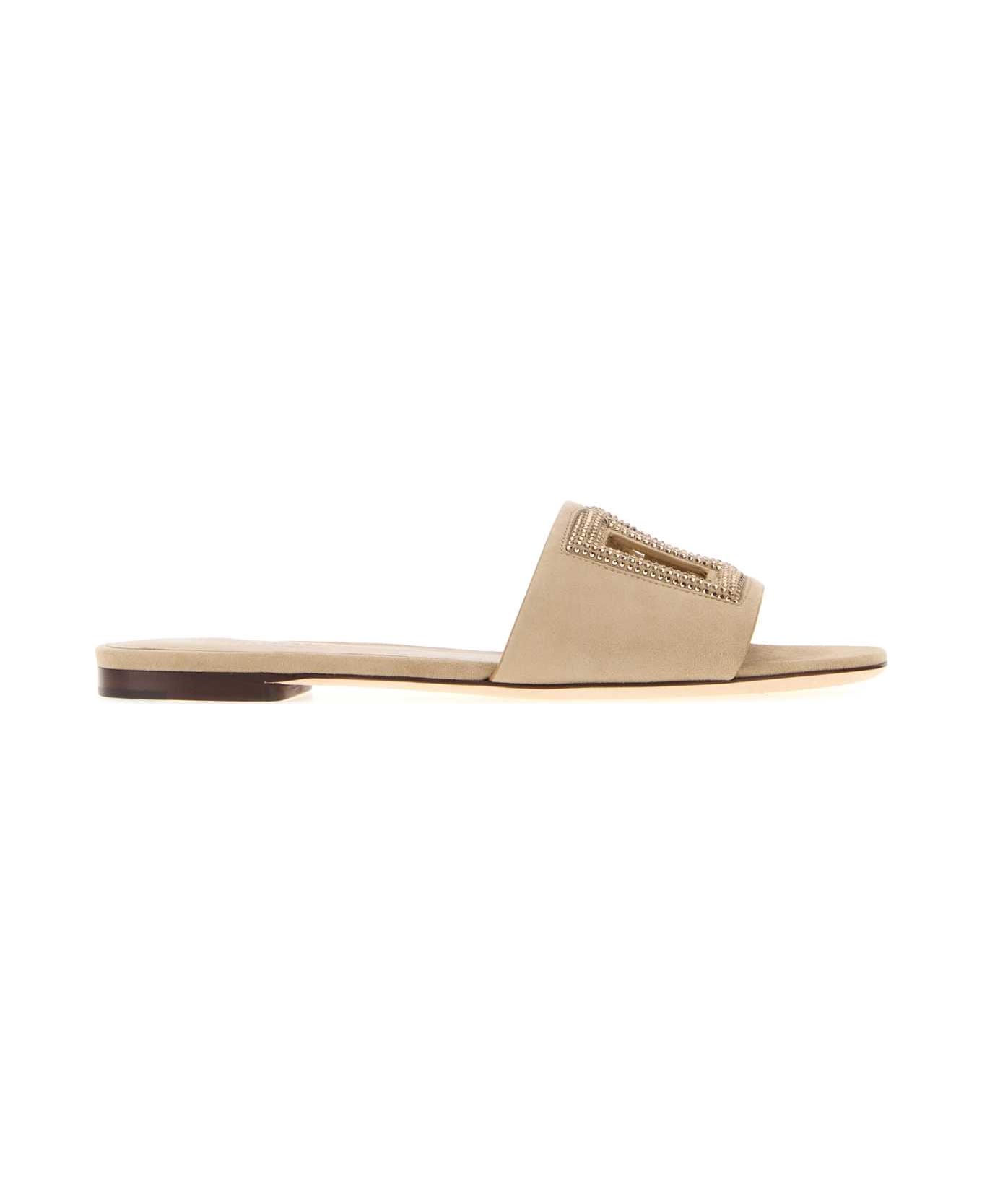 Dolce 
Gabbana Beige Suede Slippers - SABBIACHIARO
