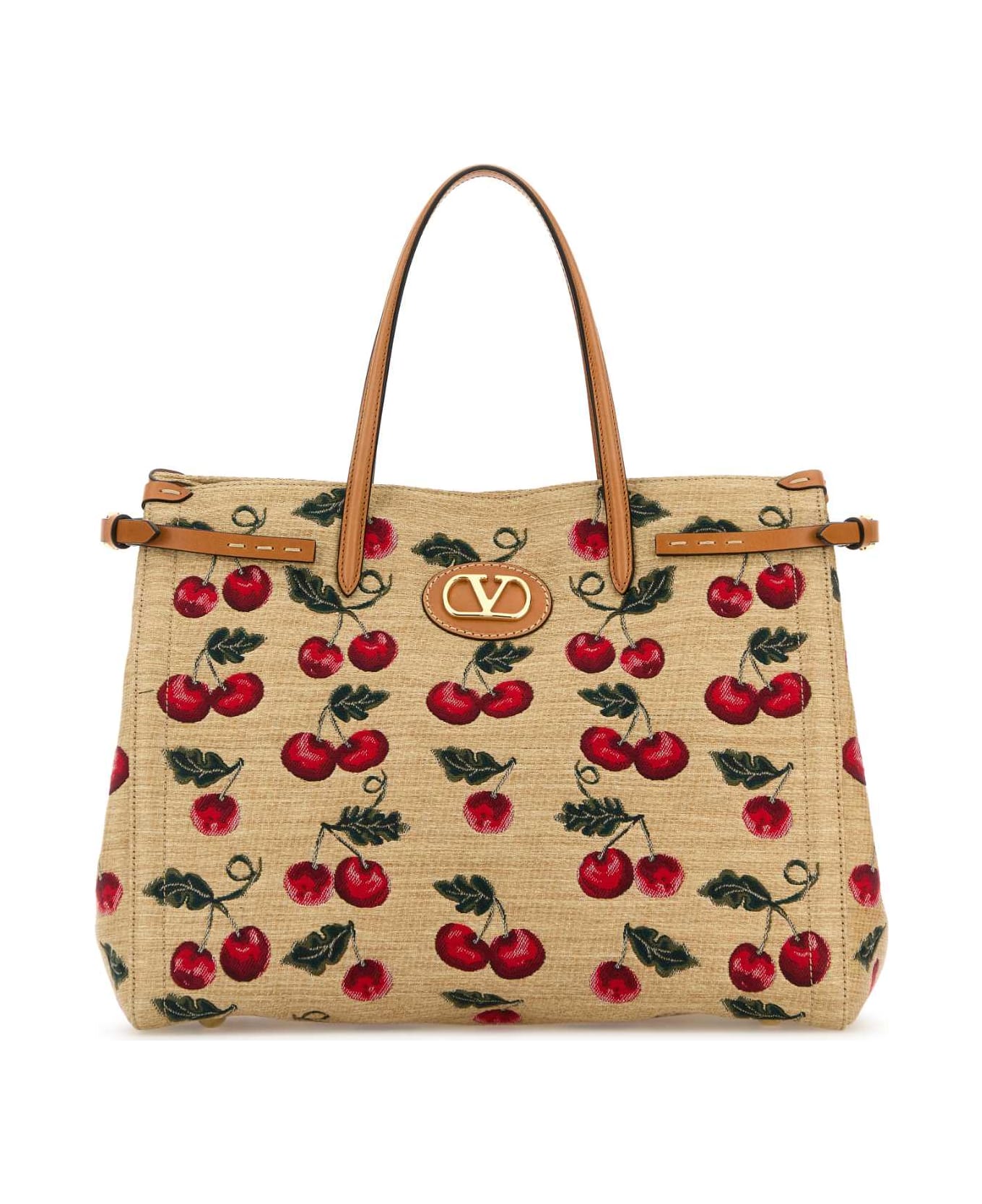 Valentino Garavani Embroidered Raffia Antibes Handbag - NATURALEMULTICOLORNATURALCAMEL