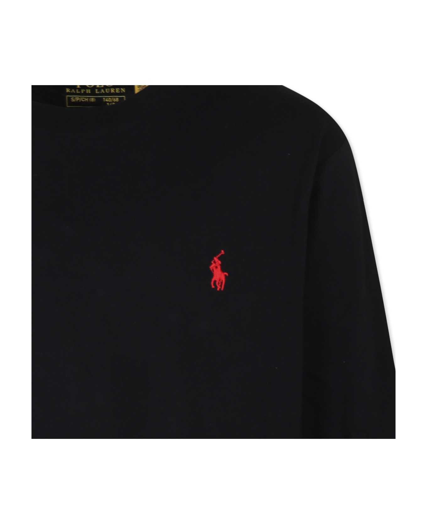 Ralph Lauren Black T-shirt For Boy With Red Pony Logo - Black