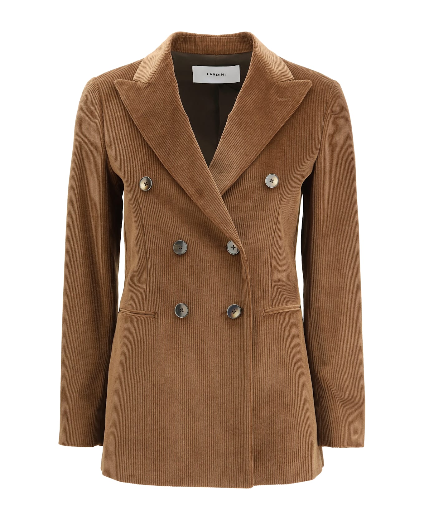 Lardini Double-breasted Corduroy Blazer - BROWN