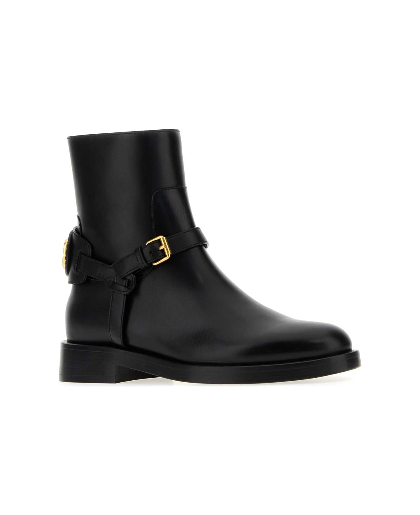 Valentino Garavani Black Leather Vlogo Signature Ankle Boots - NERO ブーツ