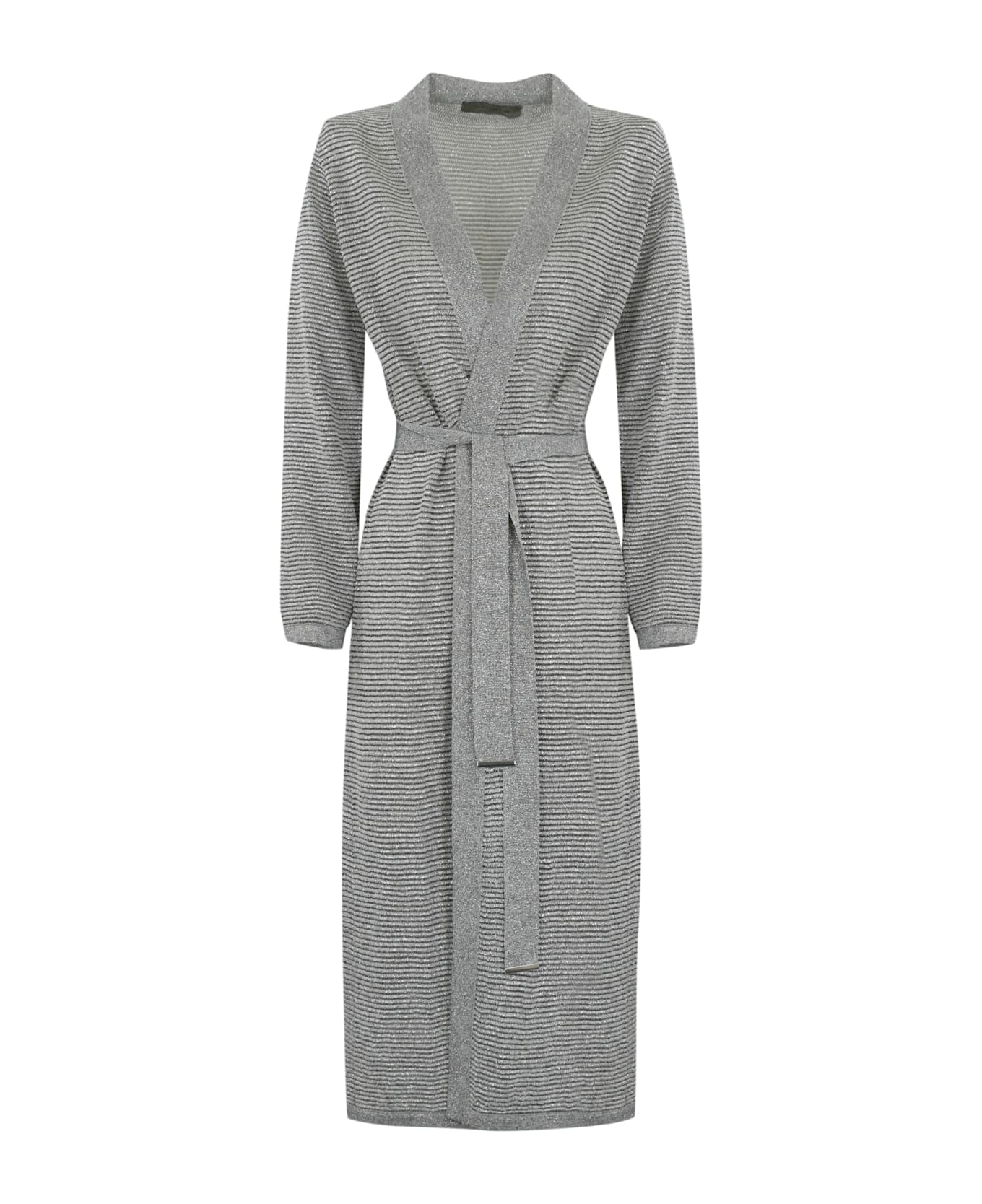 D.Exterior Long Cardigan In Viscose And Lurex - Acciaio