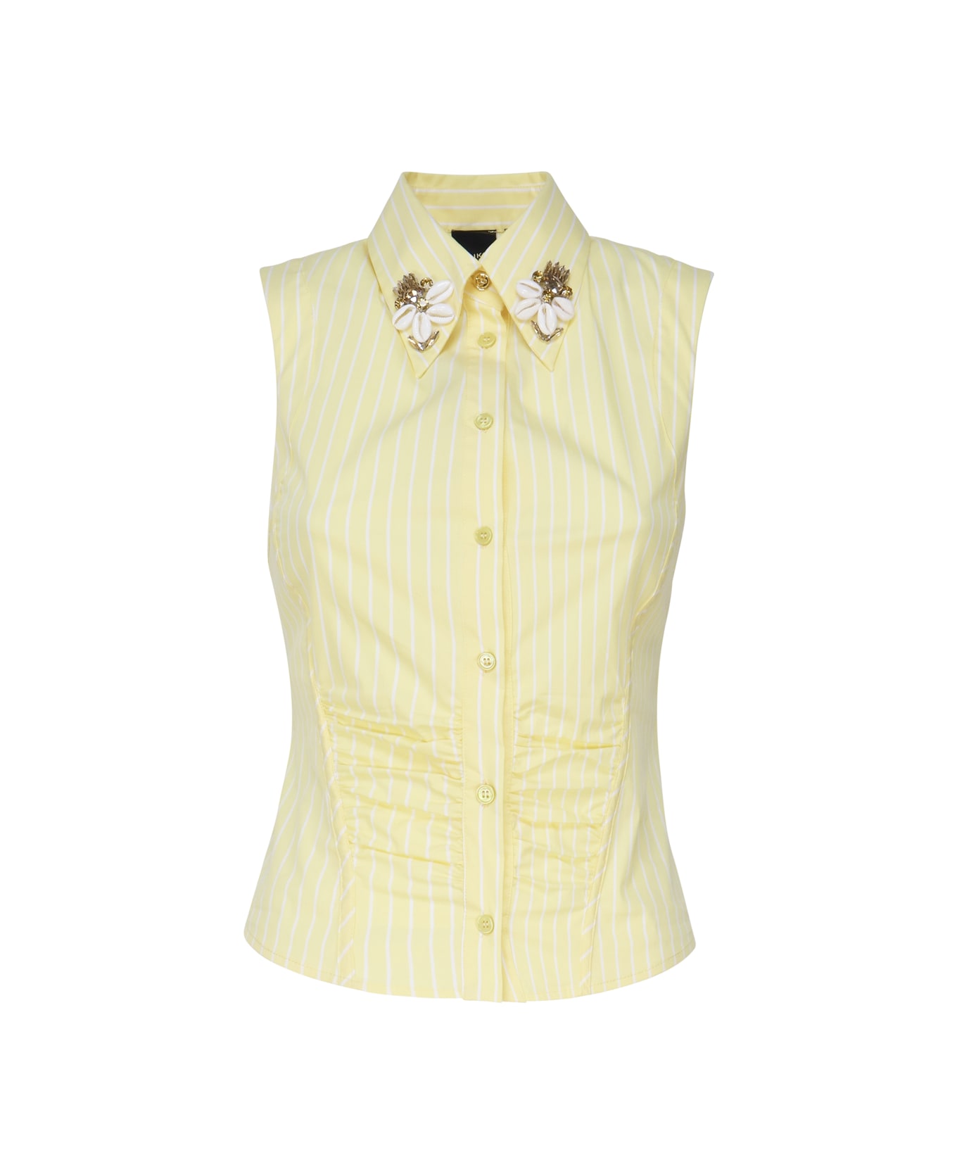 Pinko Clio Sleeveless Shirt In Cotton Blend - Yellow シャツ