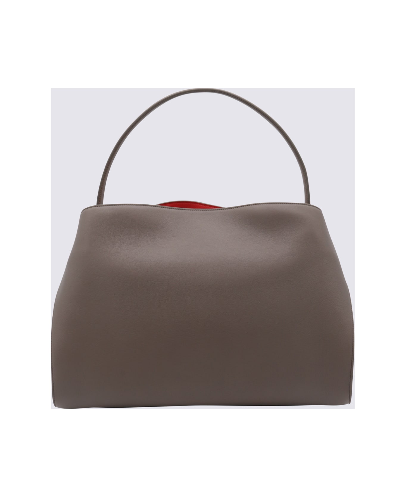 Ferragamo Brown Leather Top Handle Bag - CLAY/RED