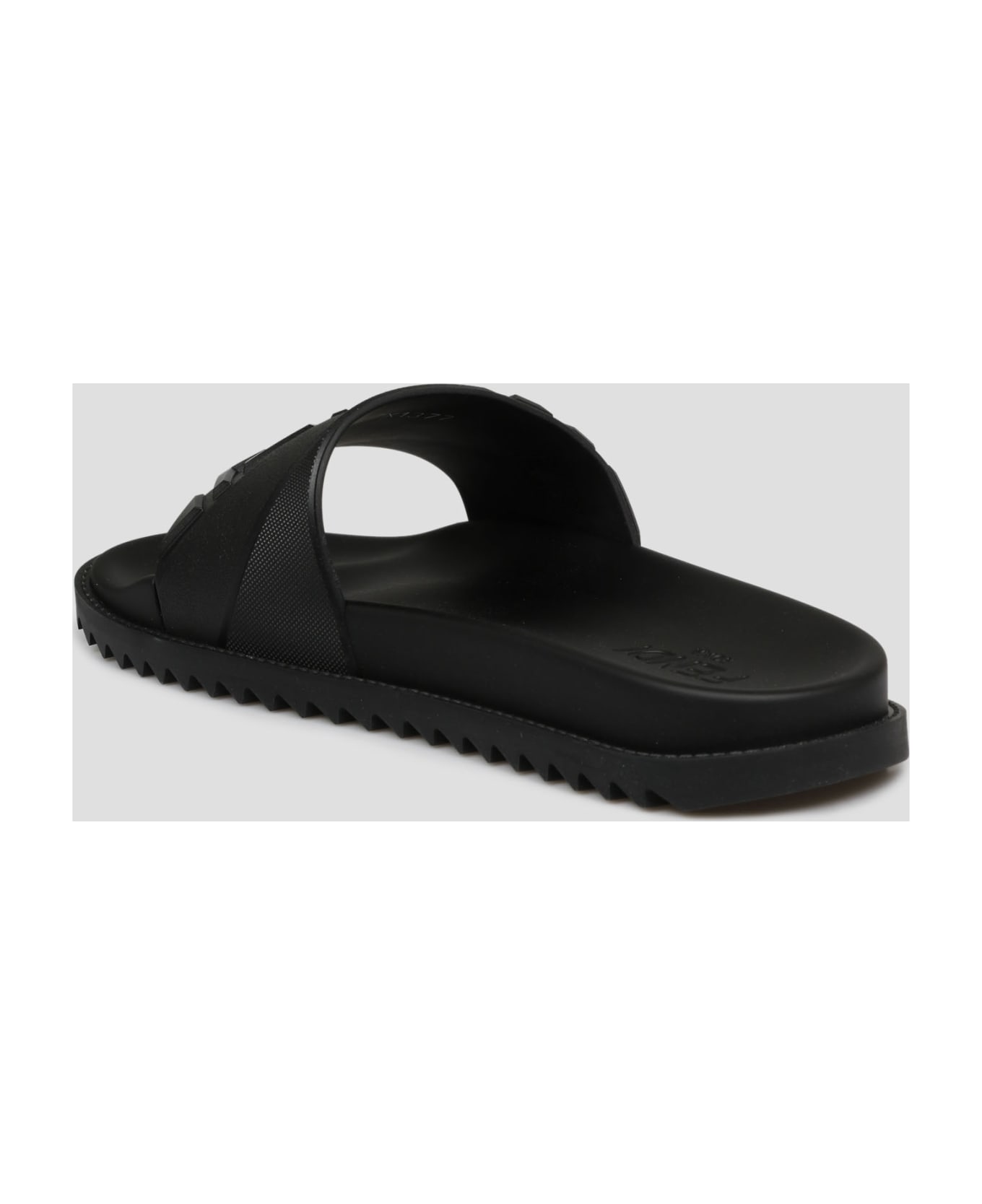 Fendi Rubber Slides Sandal - Black