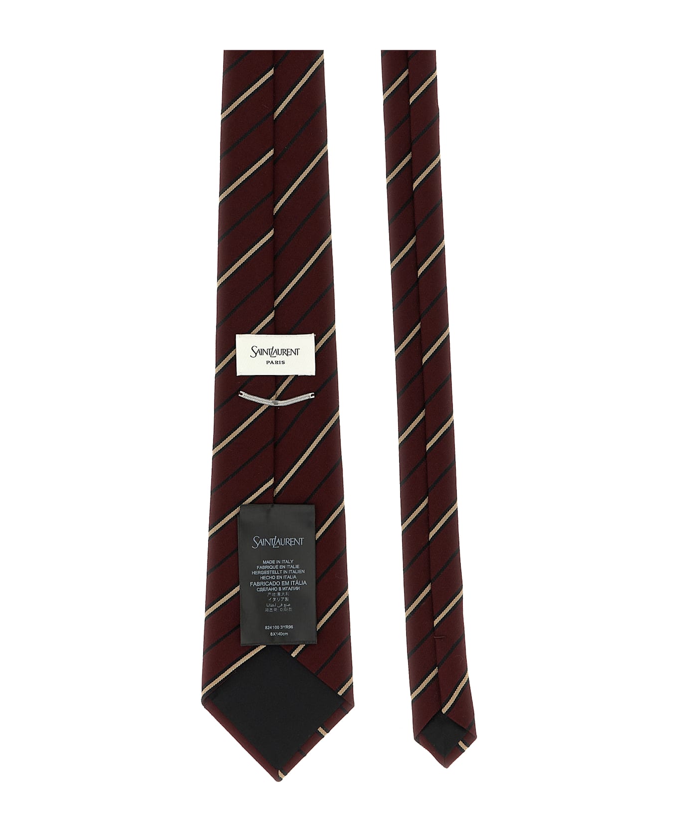 Saint Laurent Striped Tie - Bordeaux