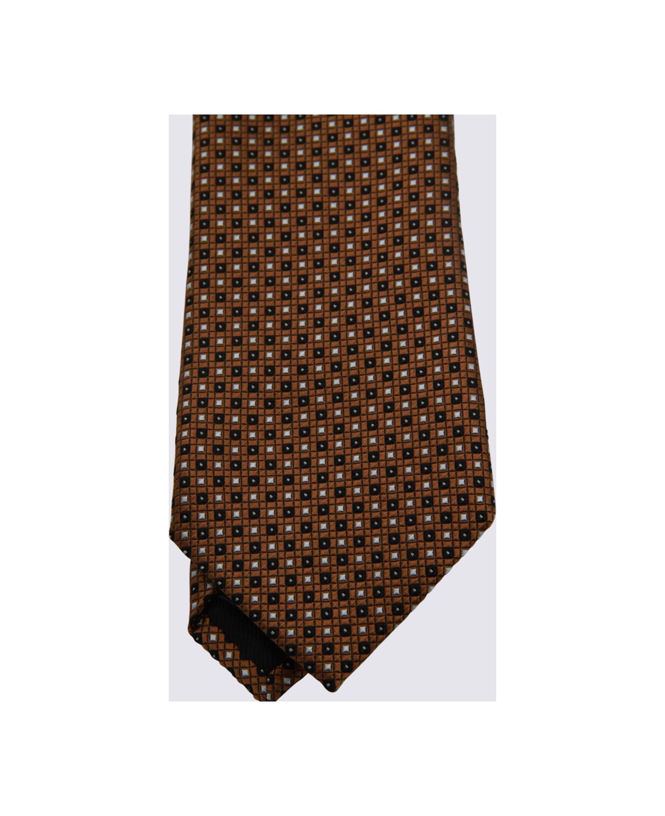 Zegna Brown Silk Tie - Beige
