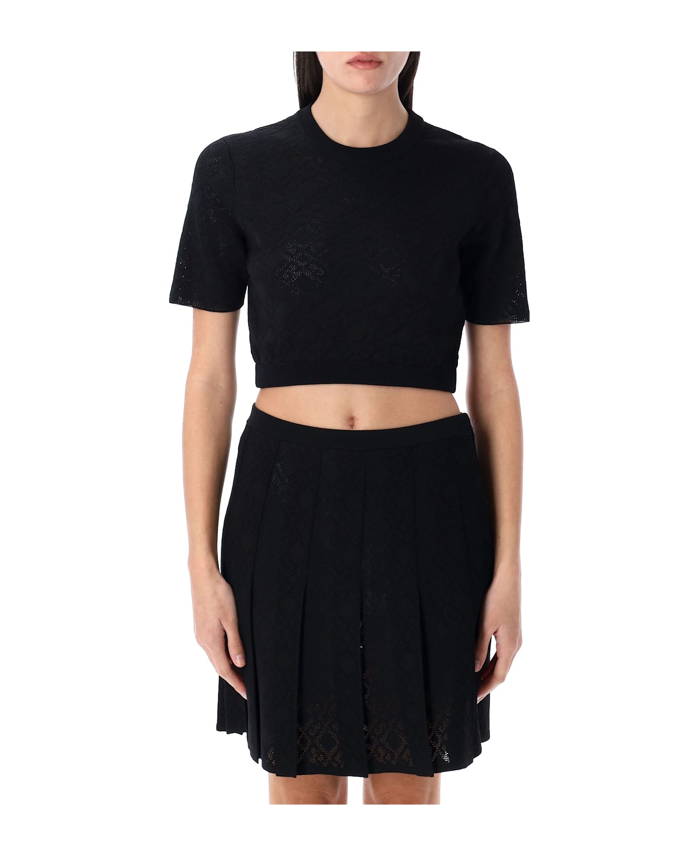 Givenchy Cropped Sweater In Monogram 72 Jacquard - BLACK