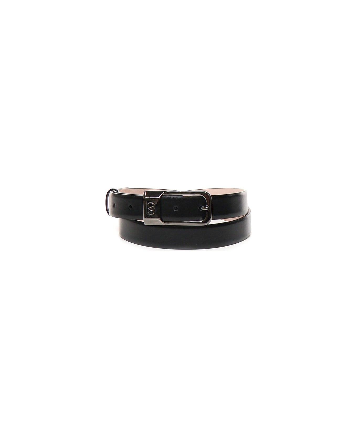 Valentino Garavani Thin Belt In Calfskin - Black