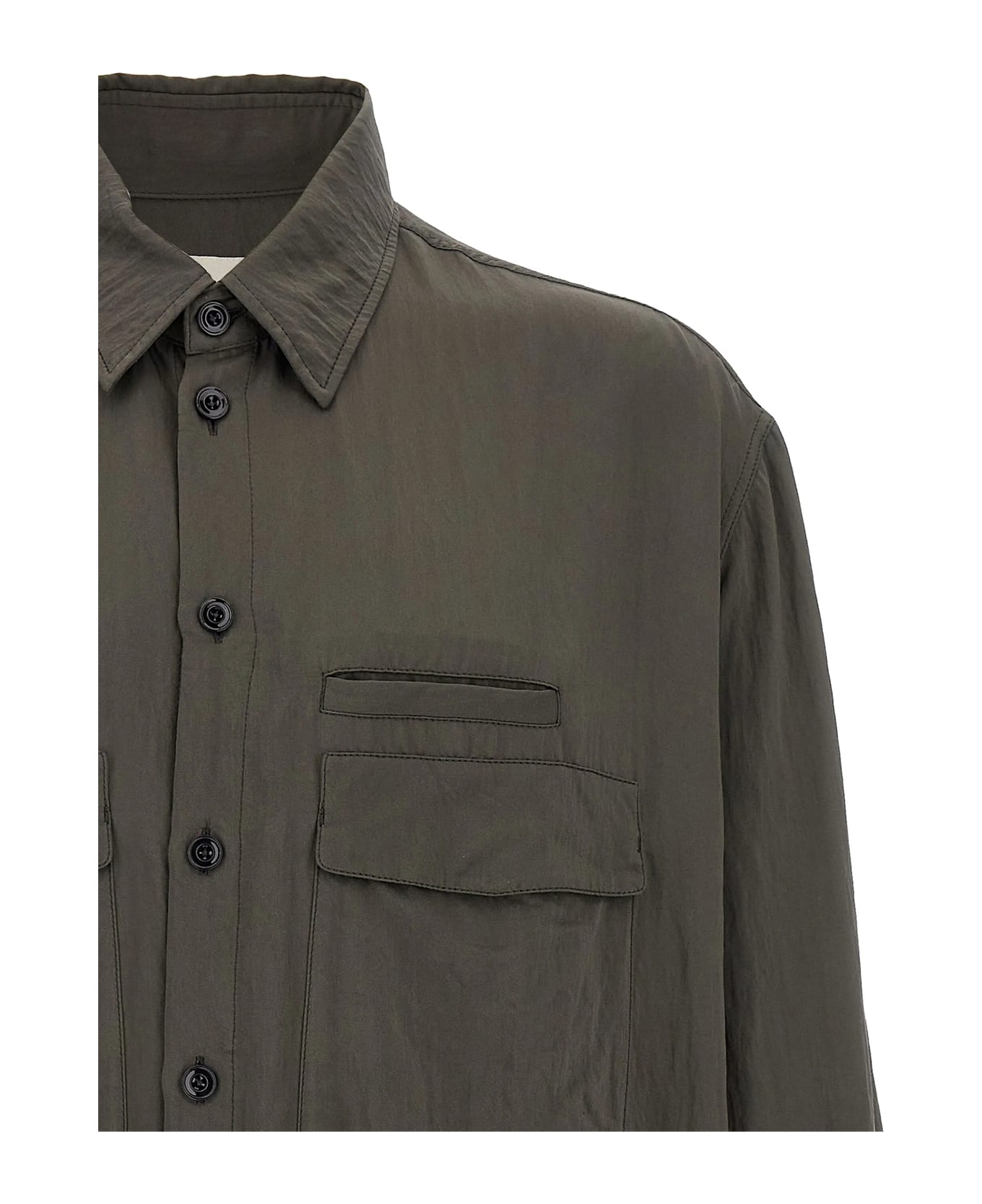Lemaire Oversized Utility Shirt - Marrone scuro