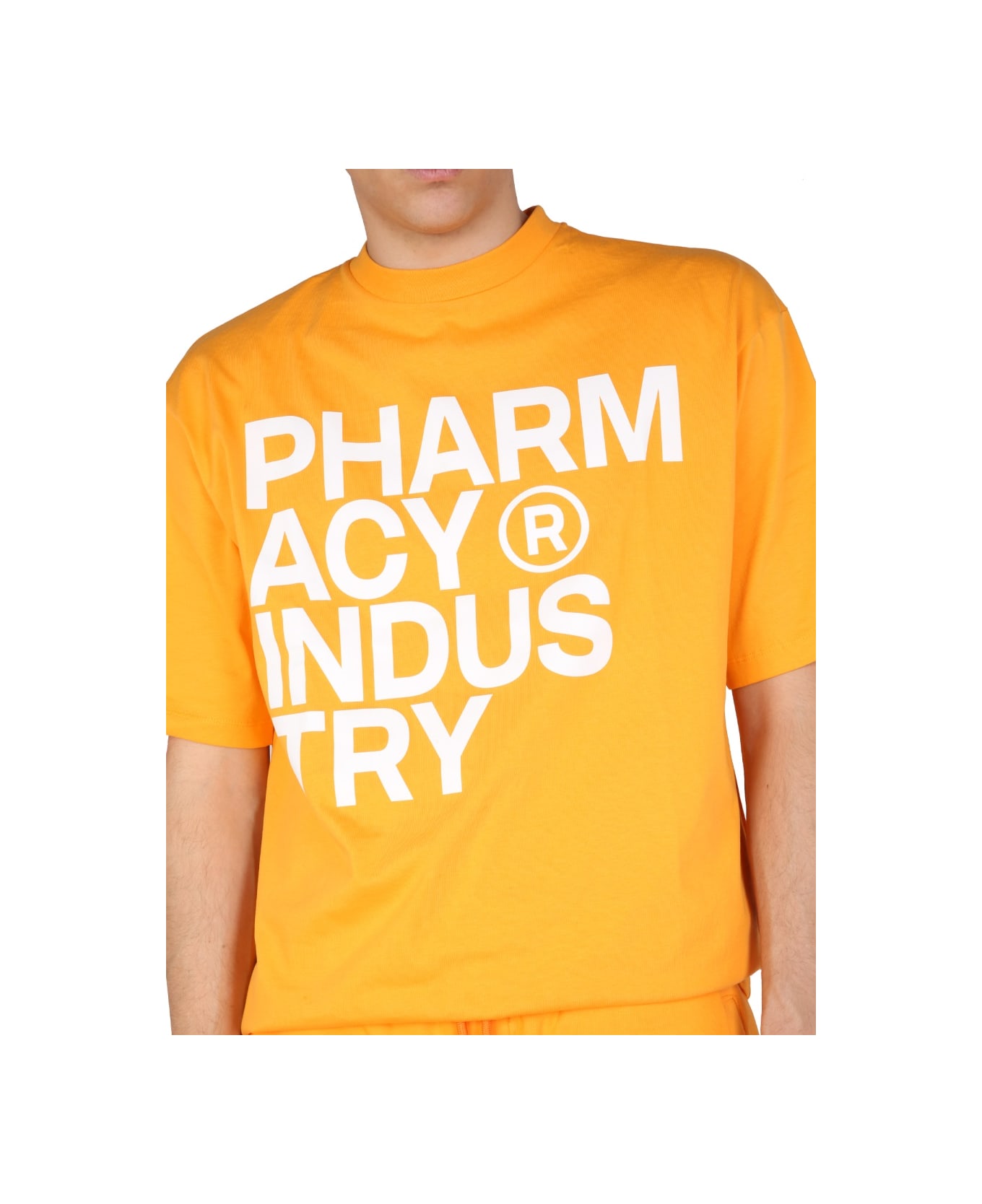 Pharmacy Industry Logo Print T-shirt - ORANGE シャツ