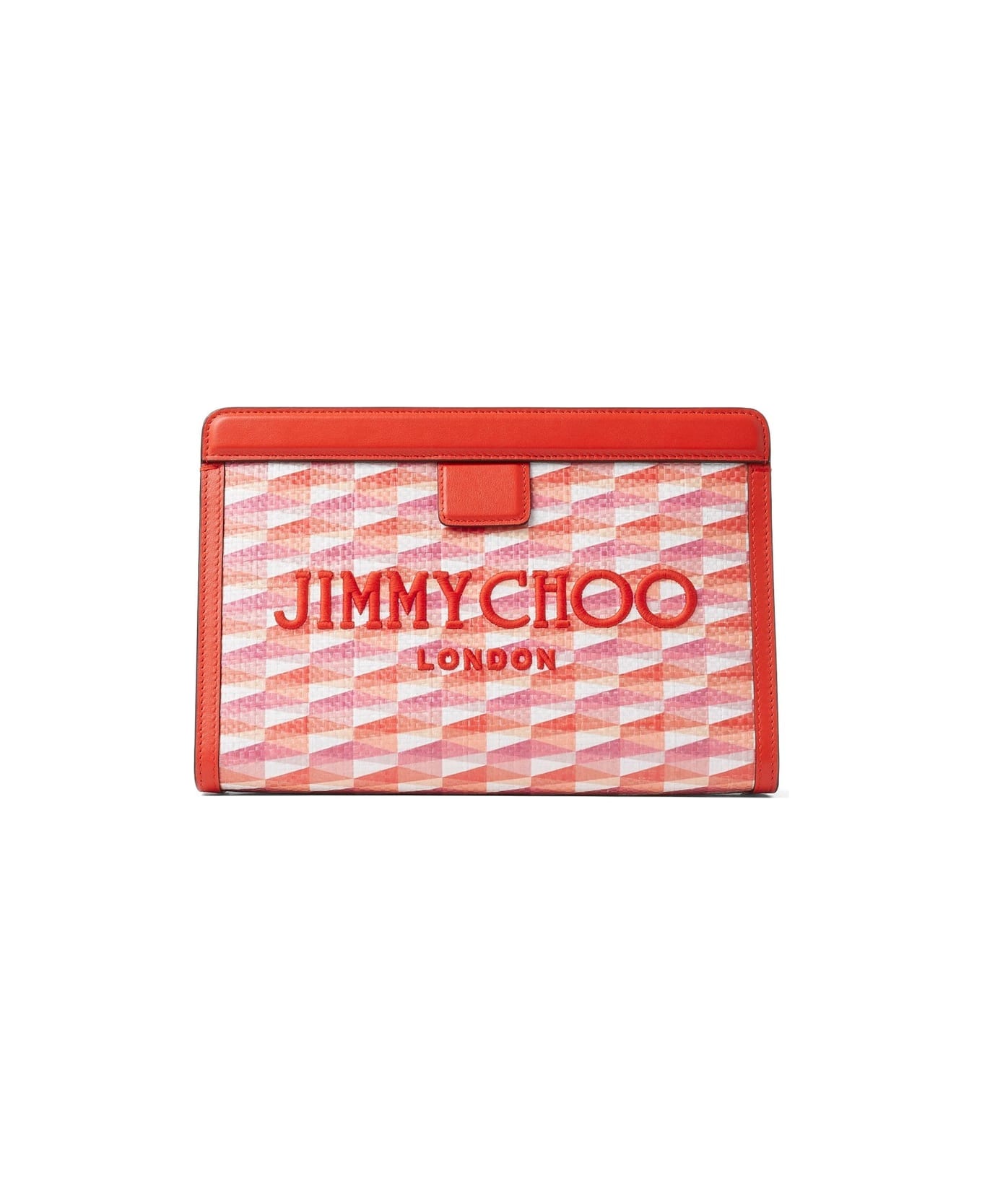 Jimmy Choo Avenue Pouch In Paprika/baby Pink Mix - Red