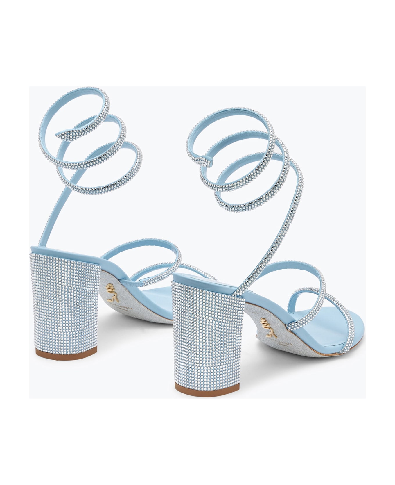 René Caovilla Sandals - BABY BLUE SATIN CRYSTAL STRASS