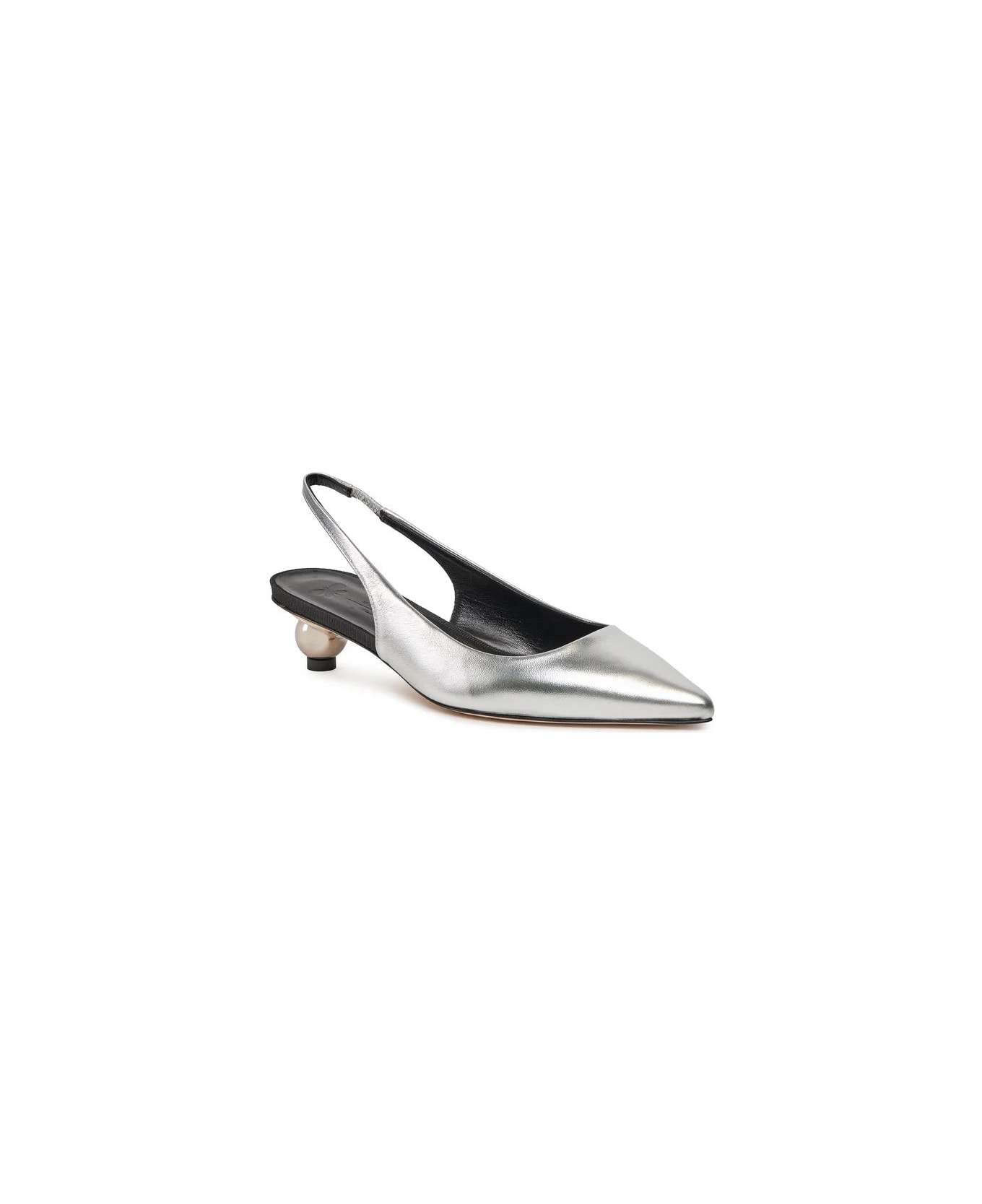 Weekend Max Mara Gallico Slingback In Laminated Leather - Argento