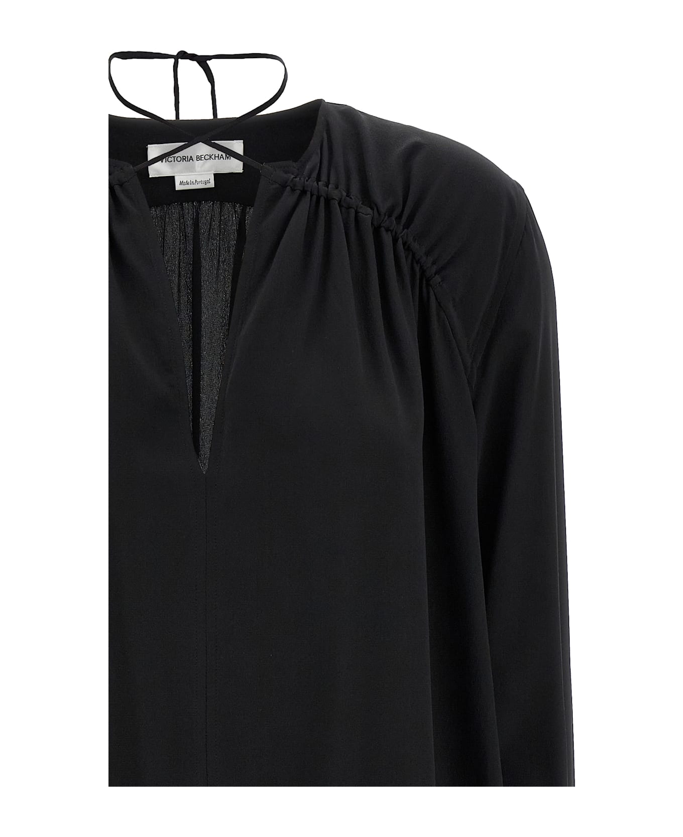 Victoria Beckham 
gather Detail Tie
 Blouse - Black  