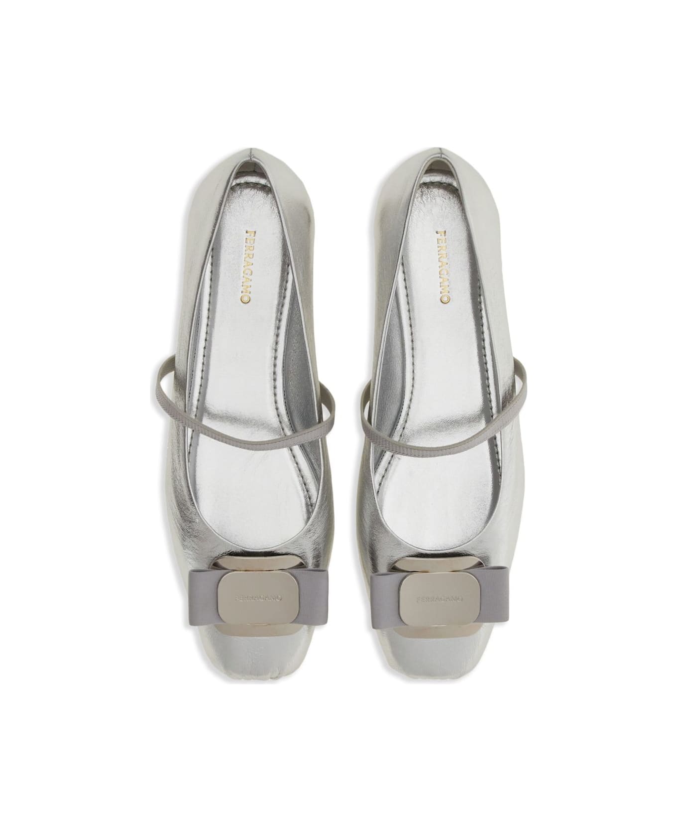 Ferragamo New Vara Ballet Flats - Silver