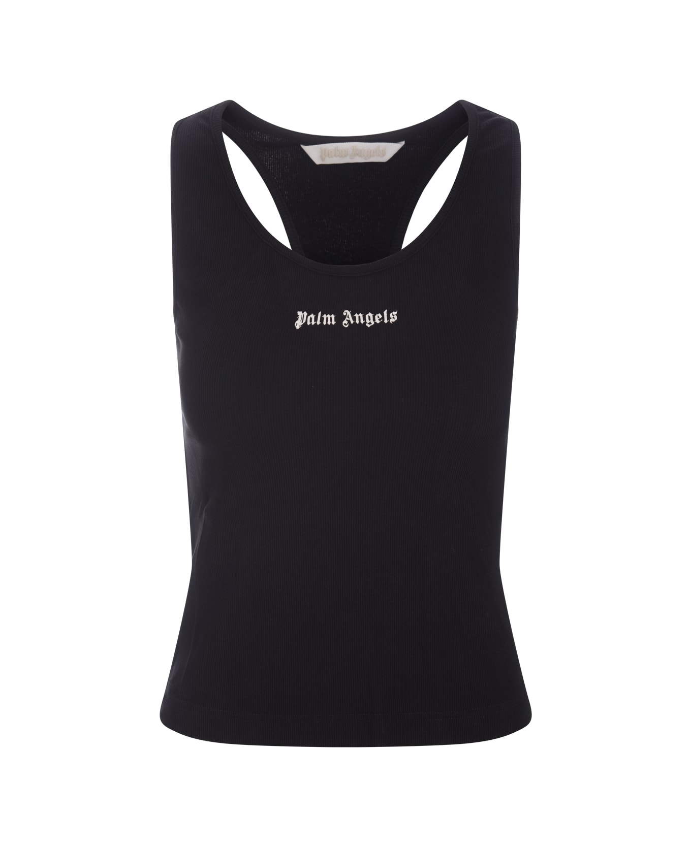 Palm Angels Black Embroidered Tank Top - Black
