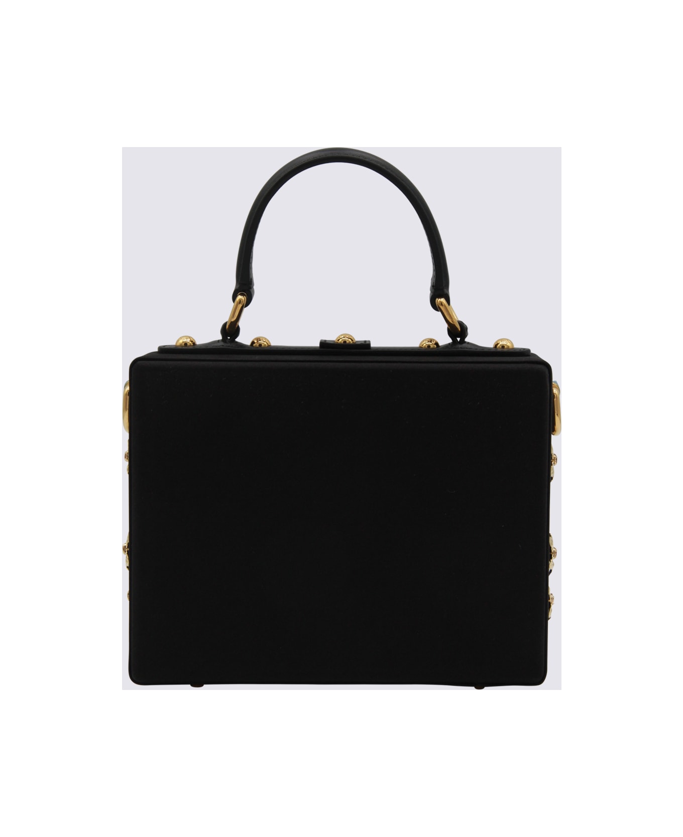 Dolce 
Gabbana Black And Gold Satin Dolce Box Top Handle Bag - Black
